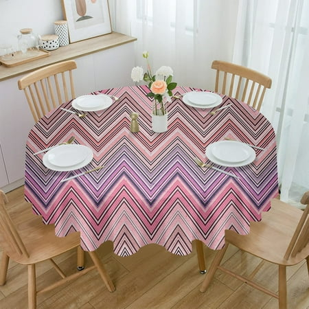 

Ethnic Style Zigzag Stripes Abstract Round Waterproof Tablecloth Home Decorative Table Cover Party Wedding Dining Table Cloth