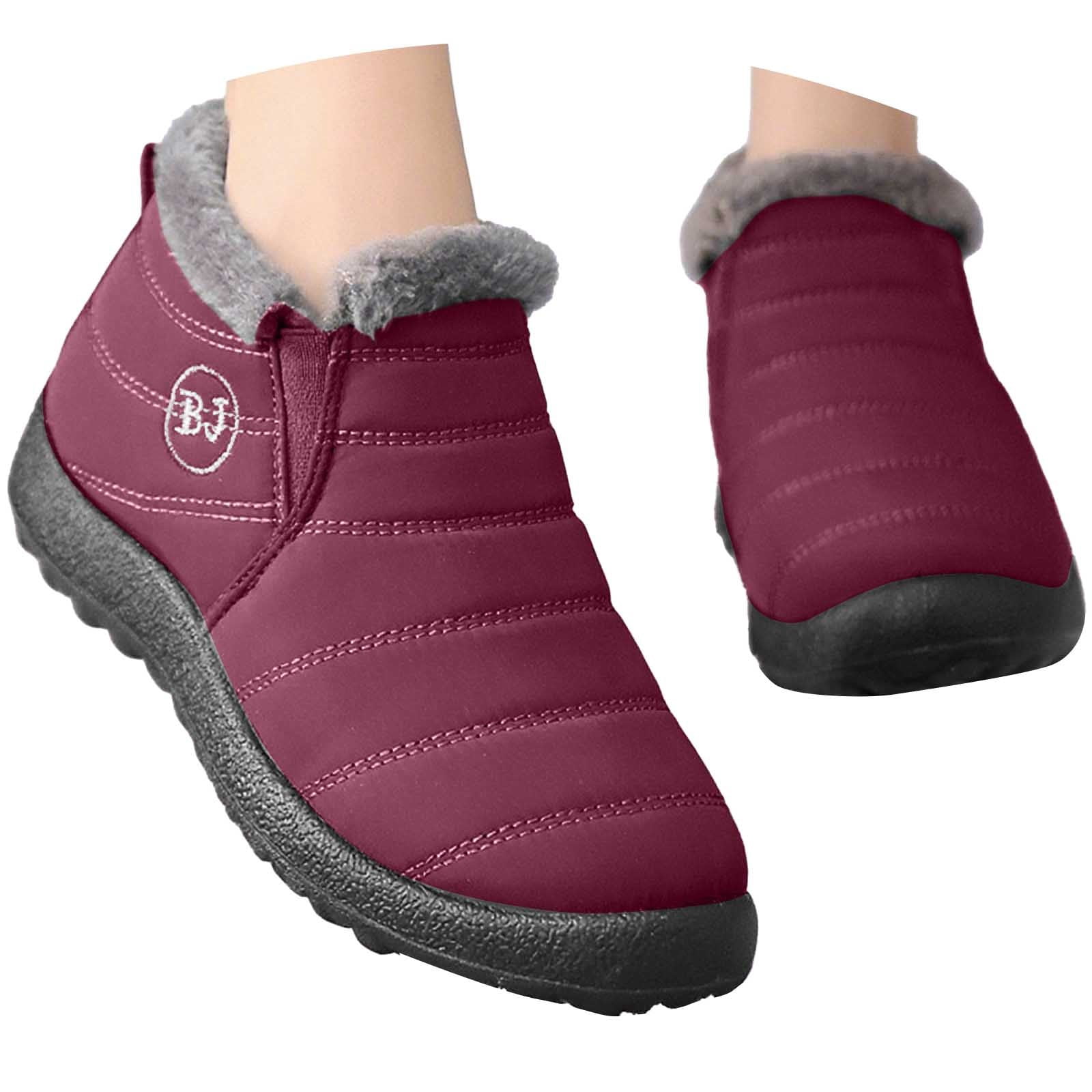 Gyexs Women's Snow Boots Tall, Winter Shoes for Women Size 6, Fold Over, Lace-Up, Western, Open Toe, Winter Clothes, Brick Red, Size 12