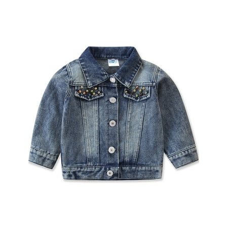 

Sunisery Toddler Baby Girls Demin Jacket Heart-Shapes Sequin Jeans Coat Outerwear Blue 1-2 Years