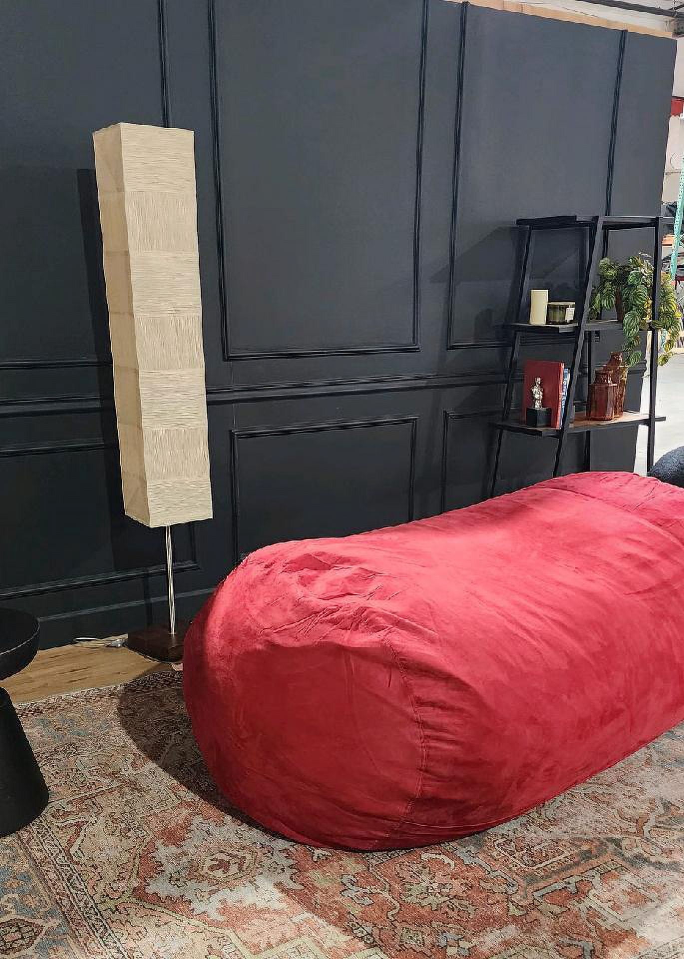 Yoneston 8ft Cylindrical Bean Bag, Soft Plush Bean Bag with Removable Washable Cover & High-Density Foam Filled for Kids Adults Bedroom Living Room, Red