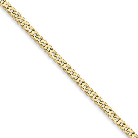2.2mm, 14k Yellow Gold, Solid Beveled Curb Chain Necklace