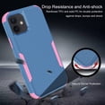 thumbnail image 4 of Apple iPhone 12 Case , for iPhone Series Rugged Rubber Durable 3 in 1 Cover , Phone Case for Girl Men Women Cute (Blue+Pink), 4 of 7