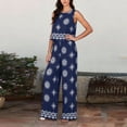 thumbnail image 4 of Enjoytime Vacation Outfits for Women Printed Travel Casual 2 Piece Sets Crew Neck Sleeveless Tops Wide Leg Pants Matching Set, 4 of 6