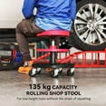 thumbnail image 3 of Tabouret de Garage Roulant, Tabouret de Mécanicien Capacité de 300 Lb avec Roues de 2,5 Pouces, Rangement pour Plateaux à Outils, Hauteur Réglable, Rouge, 3 of 6