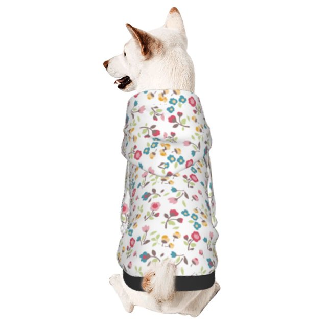 Fotbe Summer Floral Sudadera con Estampado para Perros Pequeños – Suéter con Capucha para Mascotas, Tela Suave de Forro Polar con Bolsillo-Small
