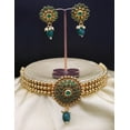 thumbnail image 2 of Vivajewels1 Designer Gold Plated Choker Necklace with Earrings for Women Green Jewelry Set, 2 of 2