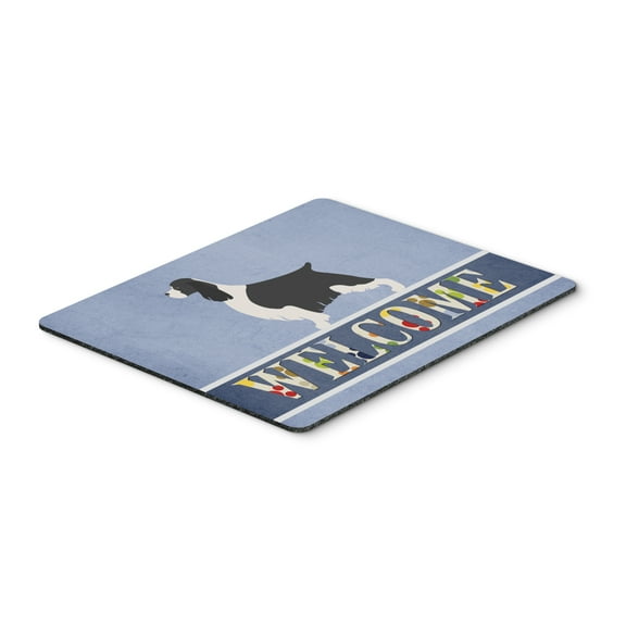English Springer Spaniel Welcome Mouse Pad Hot Pad or Trivet Blue