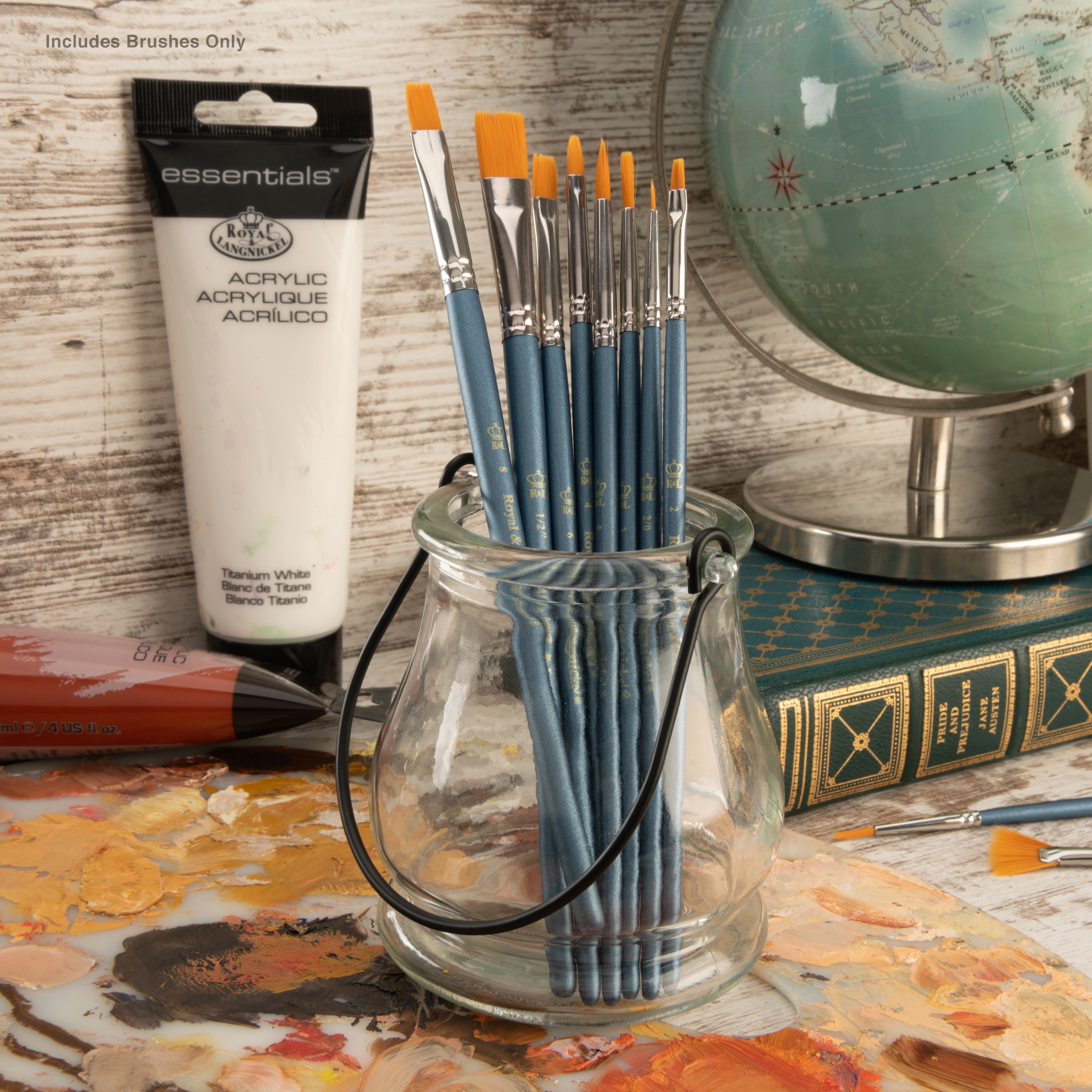 Royal & Langnickel - Assorted Shapes Gold Talkon Acrylic Art Brushes 10 Pieces