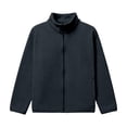 thumbnail image 4 of Women's High Neck Fleece Jacket, Lightweight Winter Coat, Soft Long Sleeve Zip Up, 4 Pocket Casual Outerwear, Solid Color Fleece Jacket Dark Gray XXXXXL, 4 of 5