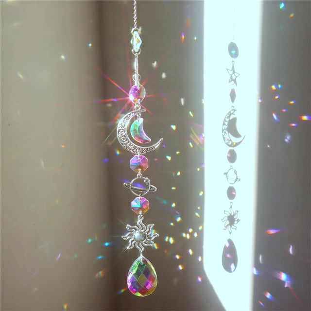 Crystal Wind Chime Prismas hechos Colgante Windchime Ornament Sparkling rainbow making para Porche Patio Jardín Decoración para hogar , Los 45CM Fernando Colgantes colgantes