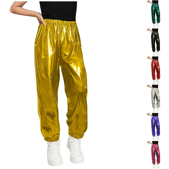 Bovxnpu Summer Toddler Boys Girls Pants, Kids Casual Pants, Children's Shiny Straight Leg Pants Performance Clothes Elastic Closure Leg Binding Pants 3 Years