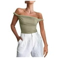 thumbnail image 2 of Off Shoulder Tank Tops for Women Sleeveless Cami Y2K Slim Fit Crop Tanks Solid Color Singlets Roll Trim Tank Sexy Tube Top Ladies Going Out Party Club Outfits, 2 of 6