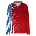 thumbnail image 3 of Njagoc3 Womens Red/White/Blue Flag Print Shirt, Button-Down, Long Sleeve, 4th of July Summer & Fall Top, 3 of 5