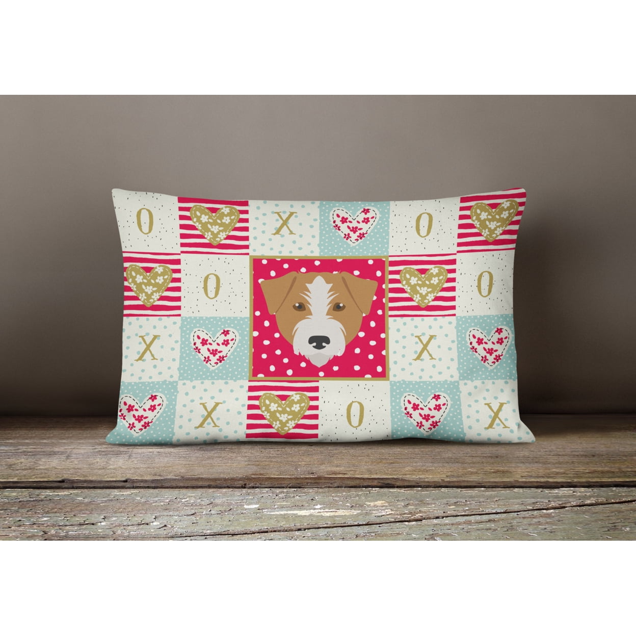 Carolines Treasures CK5213PW1216 Kromfohrlander Love Canvas Fabric Decorative Pillow Red 12HX16W multicolor