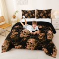 thumbnail image 3 of Homewish Hipple Death Skull Queen Comforter Set,Goth Floral Comforter Sets Queen,Halloween Duvet,Black Reversible,3-Piece,1 Comforter and 2 Pillowcases, 3 of 7