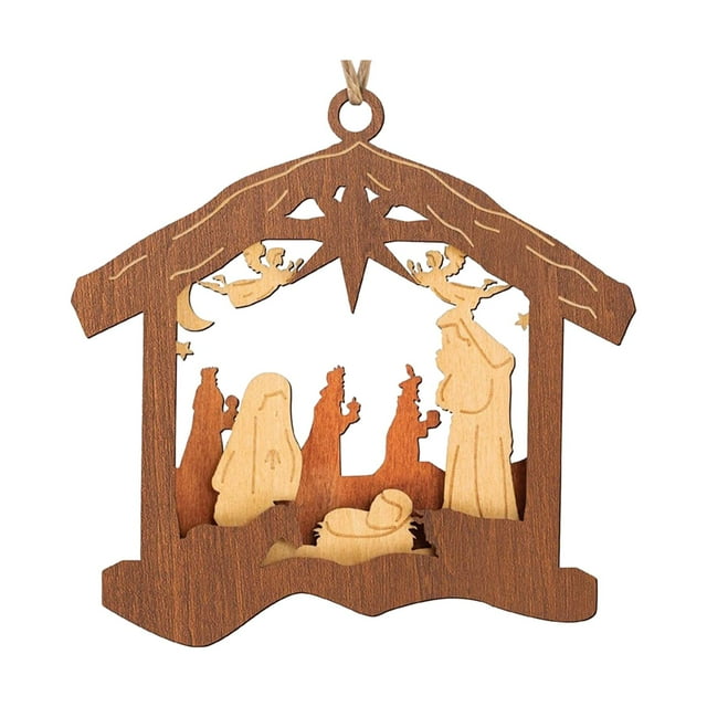 Adornos de Natividad Navideños, Decoraciones de Natividad Religiosas, Recuerdos, Madera Hueco