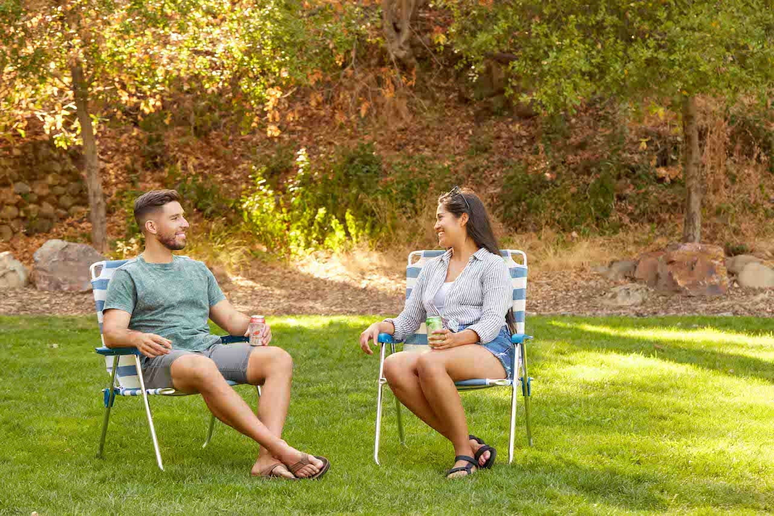 OmniCore Designs New Standard Folding Camp/Lawn Chair (2 Pack) BLUE/WHITE