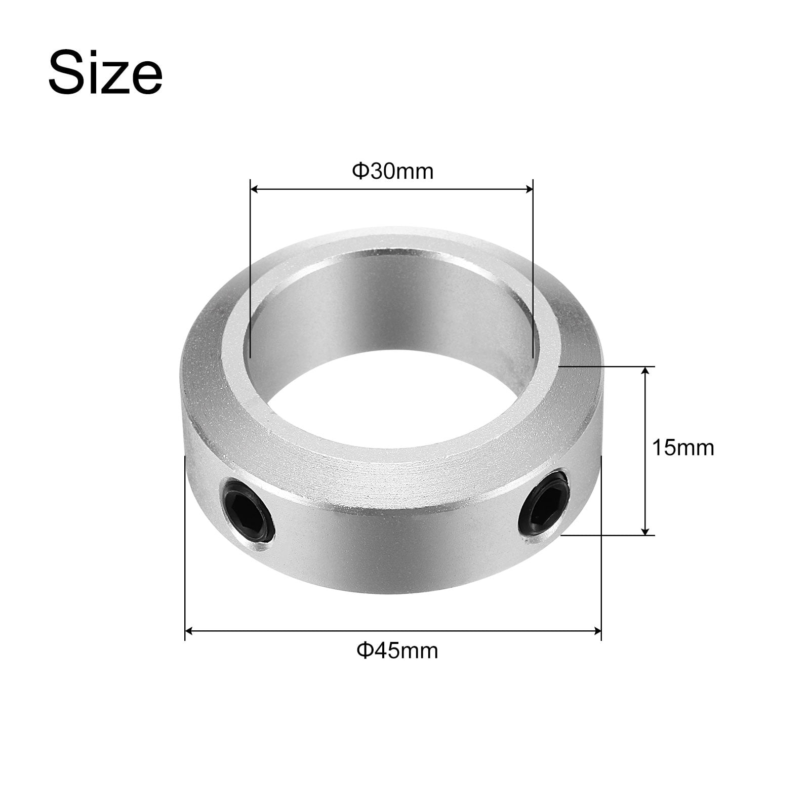 8 Packs Set Screw Collars 30mm Bore, Aluminum Shaft Collars, 45mm OD and 15mm Thickness, Set Screw Clamp Collar