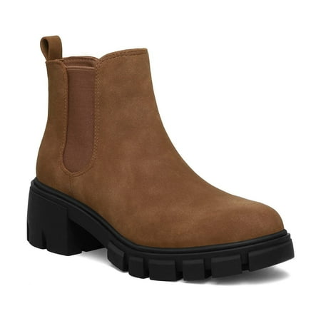 

Mysoft Women s Brown Platform Chelsea Boots Ankle Boots Size 6.5