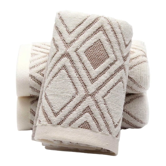 Geometric Diamond Cotton Hand Towel Super Absorbent Thickened Pure Cotton Face Towel for Bathroom Daily Use