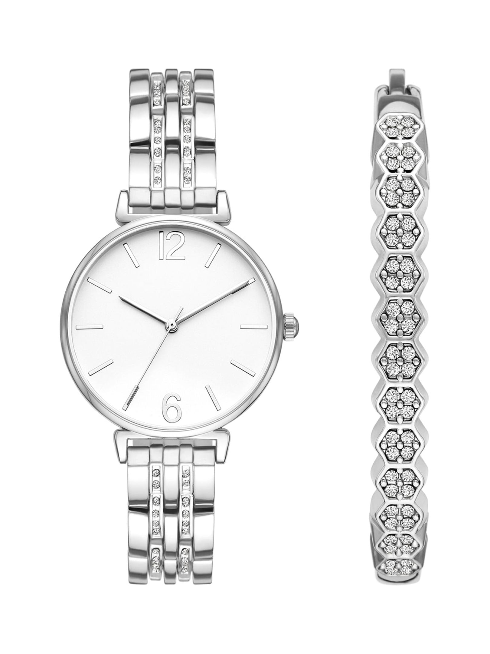 Time and Tru Women's Gold Tone Watch and Charm Bracelet Set