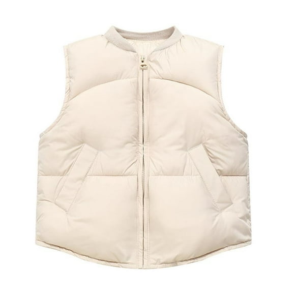 SELONE Kids Vest Boys with Pockets Zipper Solid Sleeveless Fall Winter Outwear Beige 9 Years