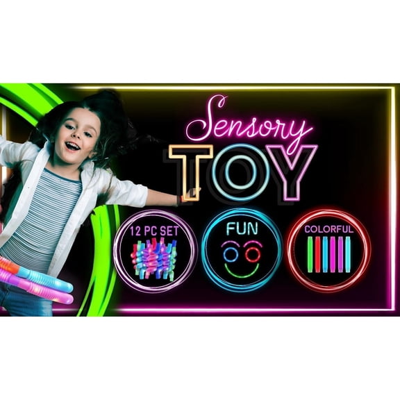 YOYO World Krunch Pop Glow Tubes, Light Up Glow Sticks for Kids, Stress Relief Sensory Toys | 12 Pcs