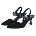 thumbnail image 2 of Womens Slingback Kitten Heels Pumps Ankle Strap Strappy Pointy Toe Heel Sandals, 2 of 16