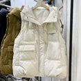 thumbnail image 4 of -Chaleco acolchado con capucha para mujer, chaqueta sin mangas de gran tamaño, estilo Vintage, moda coreana, cálido, invierno, 4 of 5