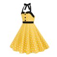 thumbnail image 6 of Zpanxa Girl Dress Girl Polka Dot Sleeveless Round Neck Waist Belt Dresses Casual A-line Dresses Yellow 12-13 Years, 6 of 9