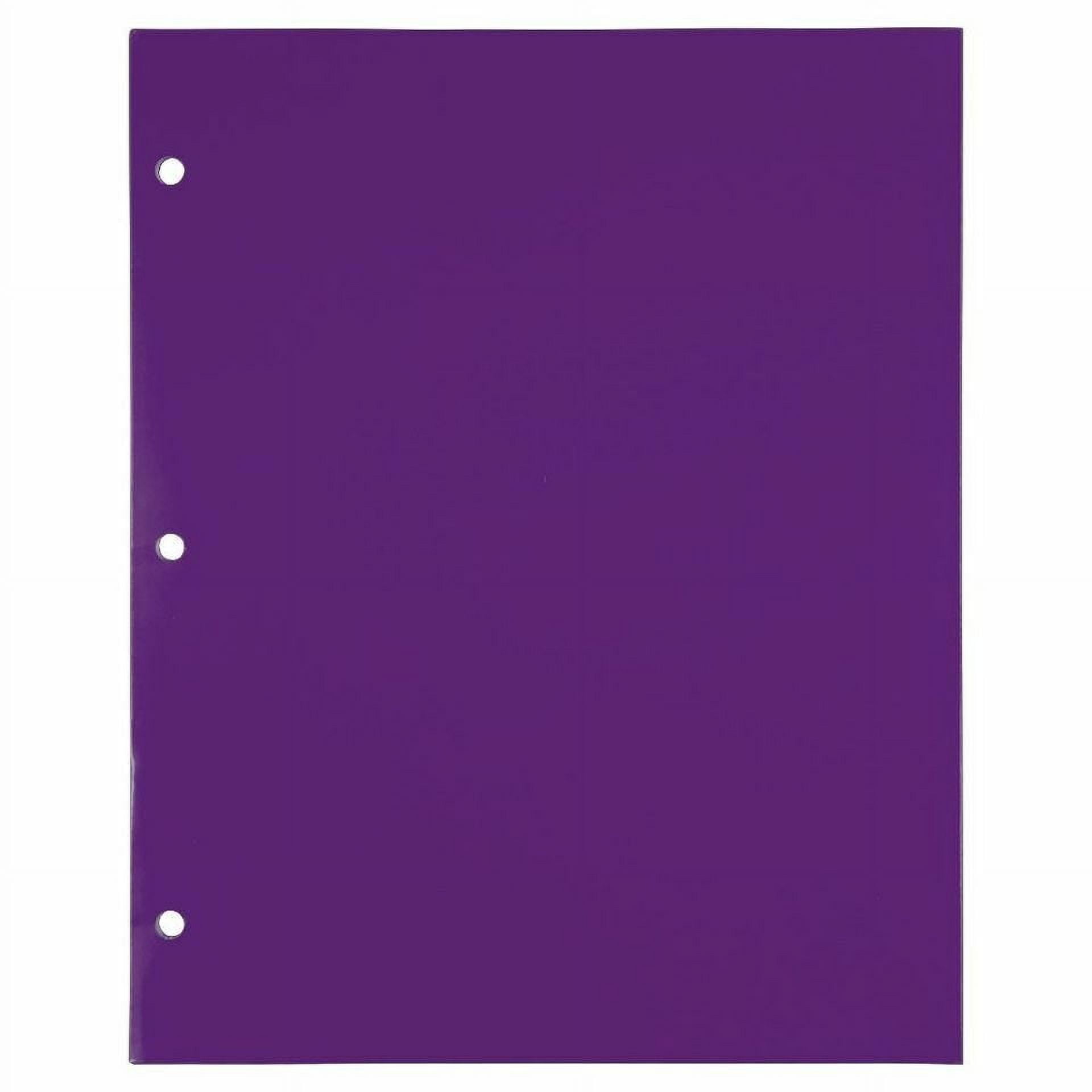 JAM Paper Laminated Two Pocket Glossy 3 Hole Punch School Folders, Purple, 3/Pack