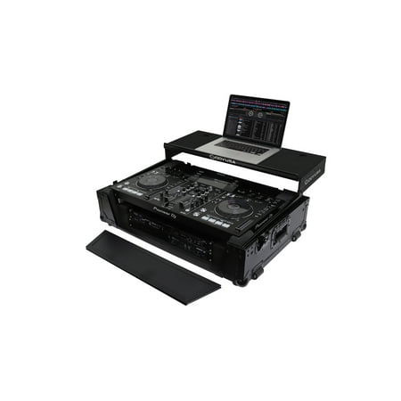 BLACK LABEL PIONEER XDJ-RX / XDJ-RX2 CONTROLLER GLIDE STYLE CASE WITH WHEELS AND 1U 19" BOTTOM RACK