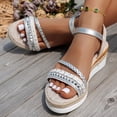 thumbnail image 2 of Dakaela Women's Espadrille Wedge Sandals Flower Ankle Strap Platform Summer Shoes Braided Open Toe Dressy Casual Slip on Sandal Size 6-10 White, 2 of 8