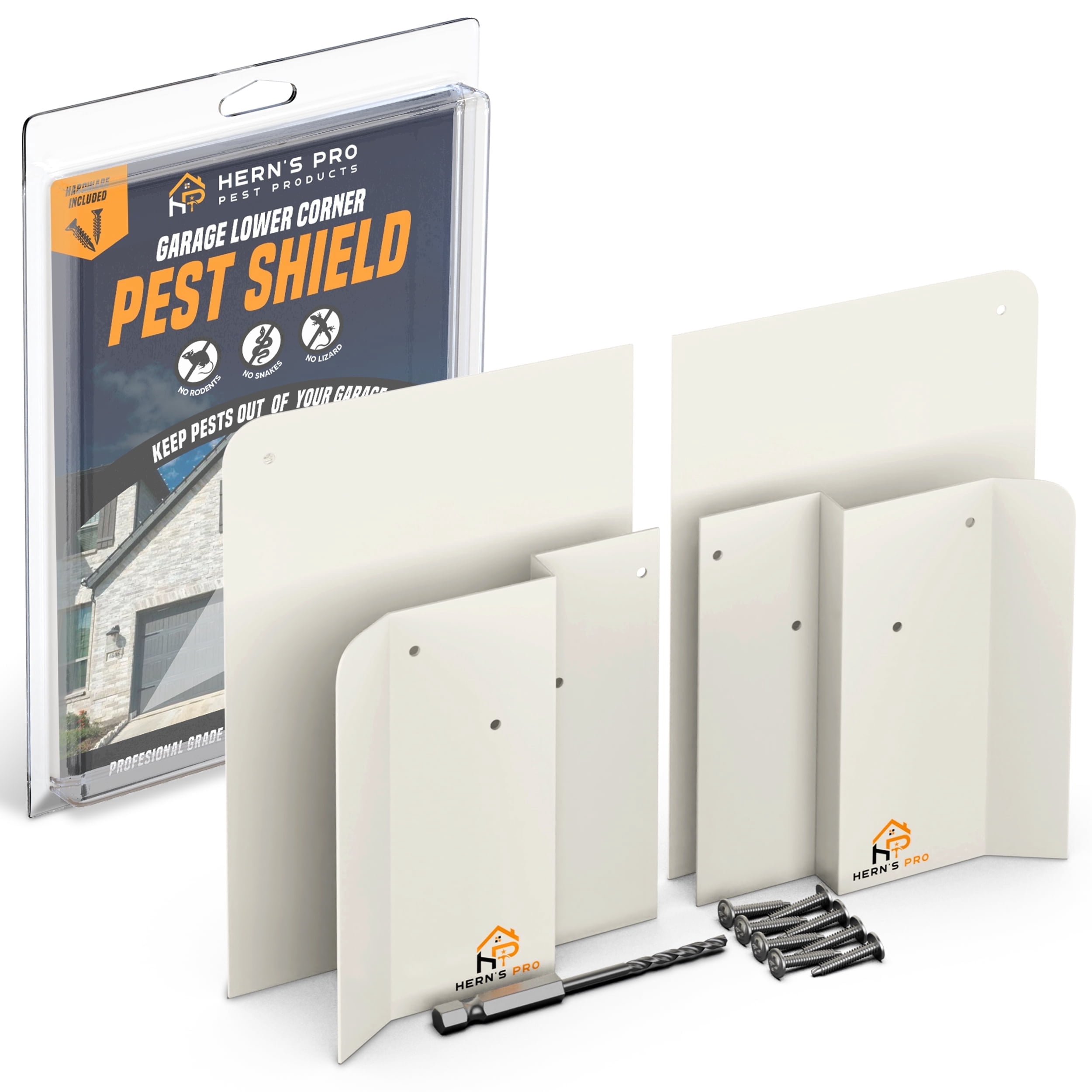 Hern's Pro Heavy-Duty Aluminum Garage Corner Pest Shield - Field-Tested Rodent Exclusion Armor (Matte White) Made In USA
