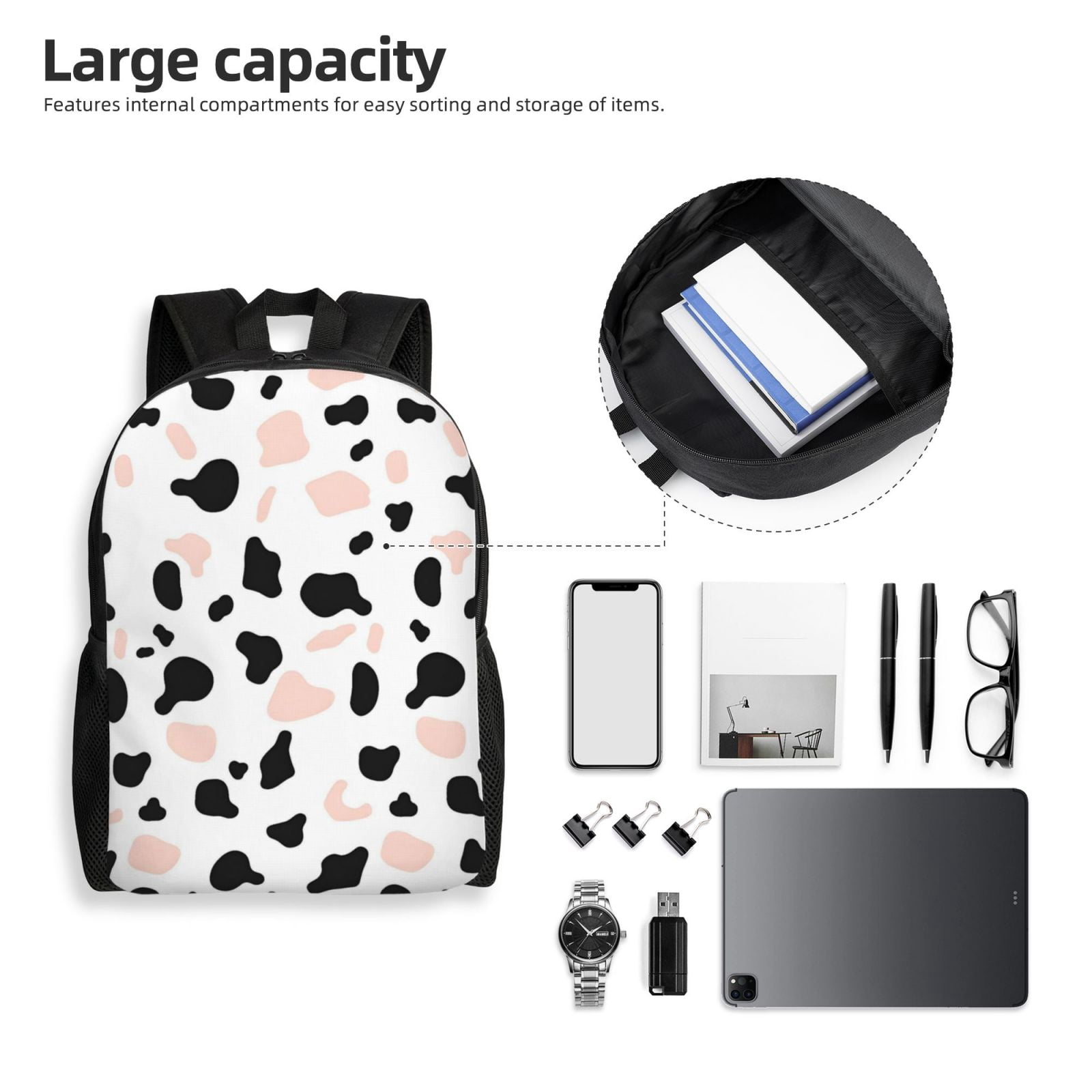Single Side Full Backpack 16.1×11.8×4.5in Large Capacity Breathable Shoulder Belt Leisure Simple And Strong Bearing Capacity Simple Cow-Print Pattern1_2