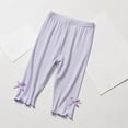thumbnail image 3 of Efsteb Children's Kids Girls Pants Slim Thin Elastic Outer Pants With Bow Tie Solid Color Casual Soft Comfy Pant (Purple,7 Years), 3 of 4