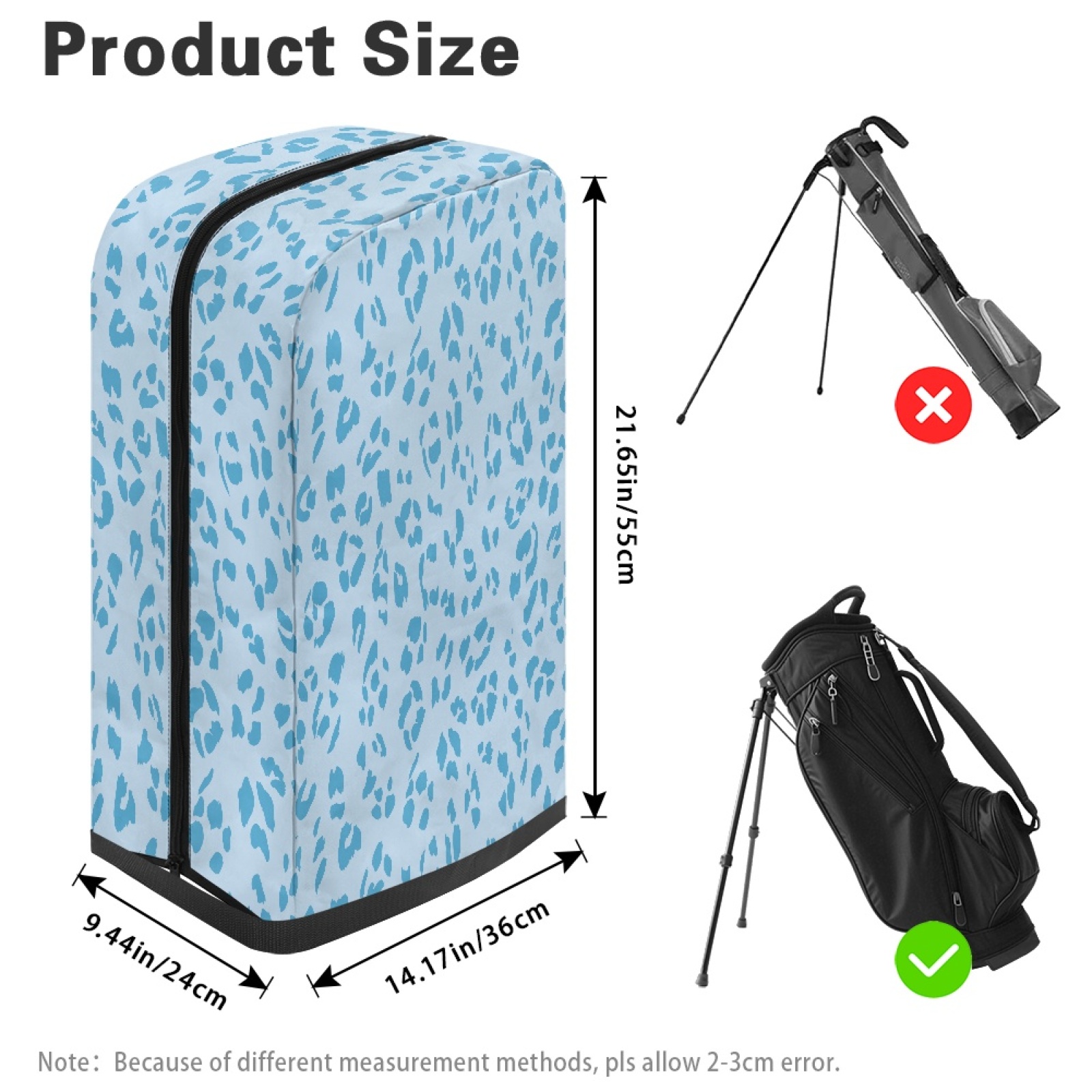 Yuyamidu Blue Leopard Print Golf Bag Cover Fashion Golf Bag Top Cover for Clubs with Snap Button One Size Fit Most Stand Bags