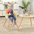 thumbnail image 4 of Babyjoy 3 in 1 Convertible Wooden High Chair Baby Toddler Highchair w/ Cushion Yellow, 4 of 8