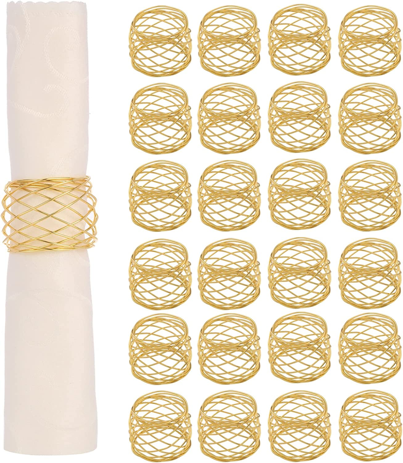 JUMAIPRO Gold Leaf Napkin Rings - 50 Pack, Elegant Metal Table Decor For Wedding, Holiday & Parties