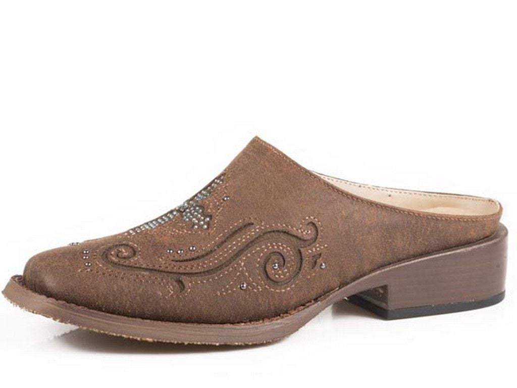Roper Western Shoes Womens Mule Bling Square Brown 0902119300418 BR