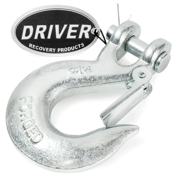 Driver Recovery 3/8" Clevis Slip Hook with Safety Latch - Heavy Duty
