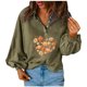 thumbnail image 1 of Moda mujer Casual sólido cuello vuelto manga larga botón suelta otoño blusa Tops Pompotops  FGAJ21815, 1 of 8