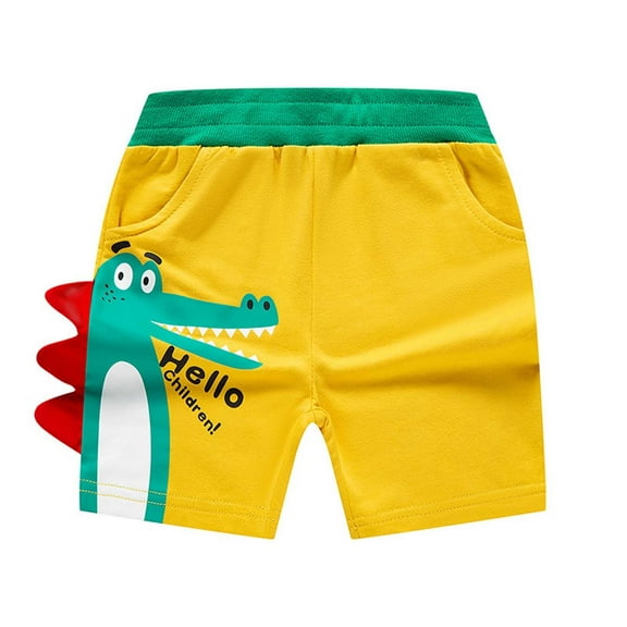 Baggy Shorts Toddler Kids Boys Summer 3D Crocodile Print Elastic Waist Casual Shorts Soft Breathable Lightweight Active Wear Baby Boy Shorts Yellow 12 Months-18 Months