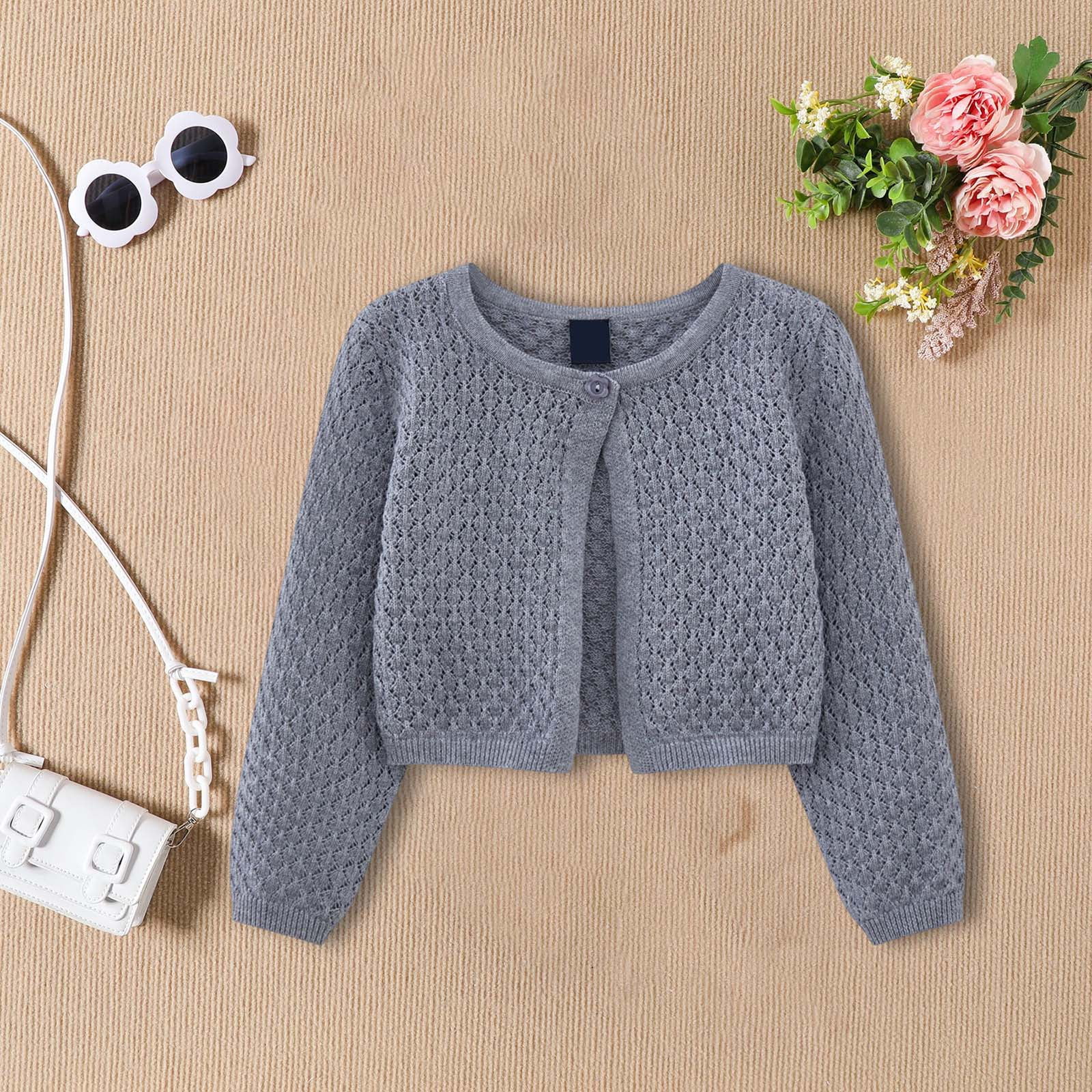 Kogui Girls Shrugs for Dresses Girls Bolero Cardigan Sweater Toddler Kids  Long Sleeve Button Knit Shrug Cropped Cover Up Jacket Tops Size 3T 4T (Dark  Gray,3-4 Years) - Walmart.com