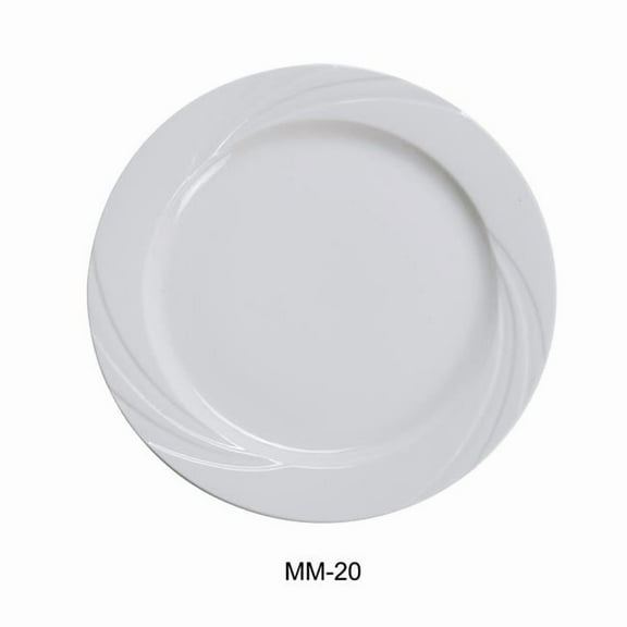 Yanco MM-20 11.25 in. Miami Porcelain Dinner Plate, Bone White - Pack of 12