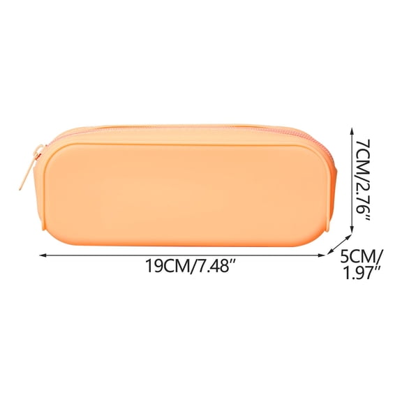 LanSuare Solid Color Silicone Pencil Case, Large Capacity Pen Box with Zipper, Suitable for Study Supplies, Classroom, Office, College
