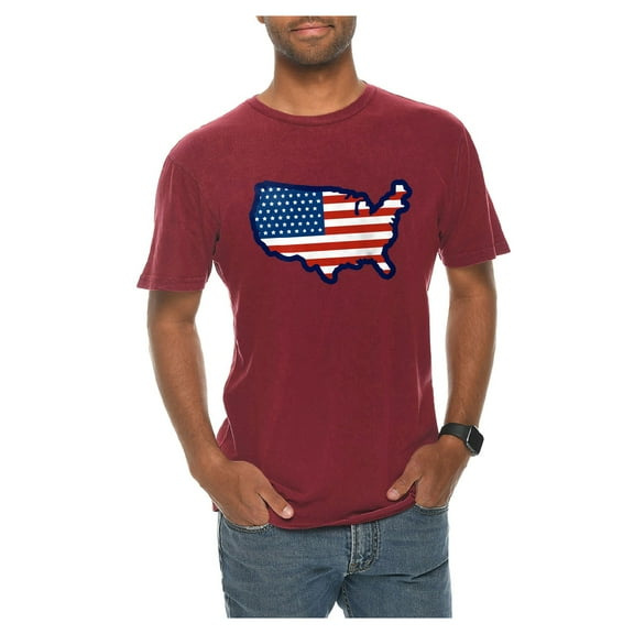 Oversized United States Map Flag Graphic Design Vintage Crewneck Tee - Vintage Brick XL