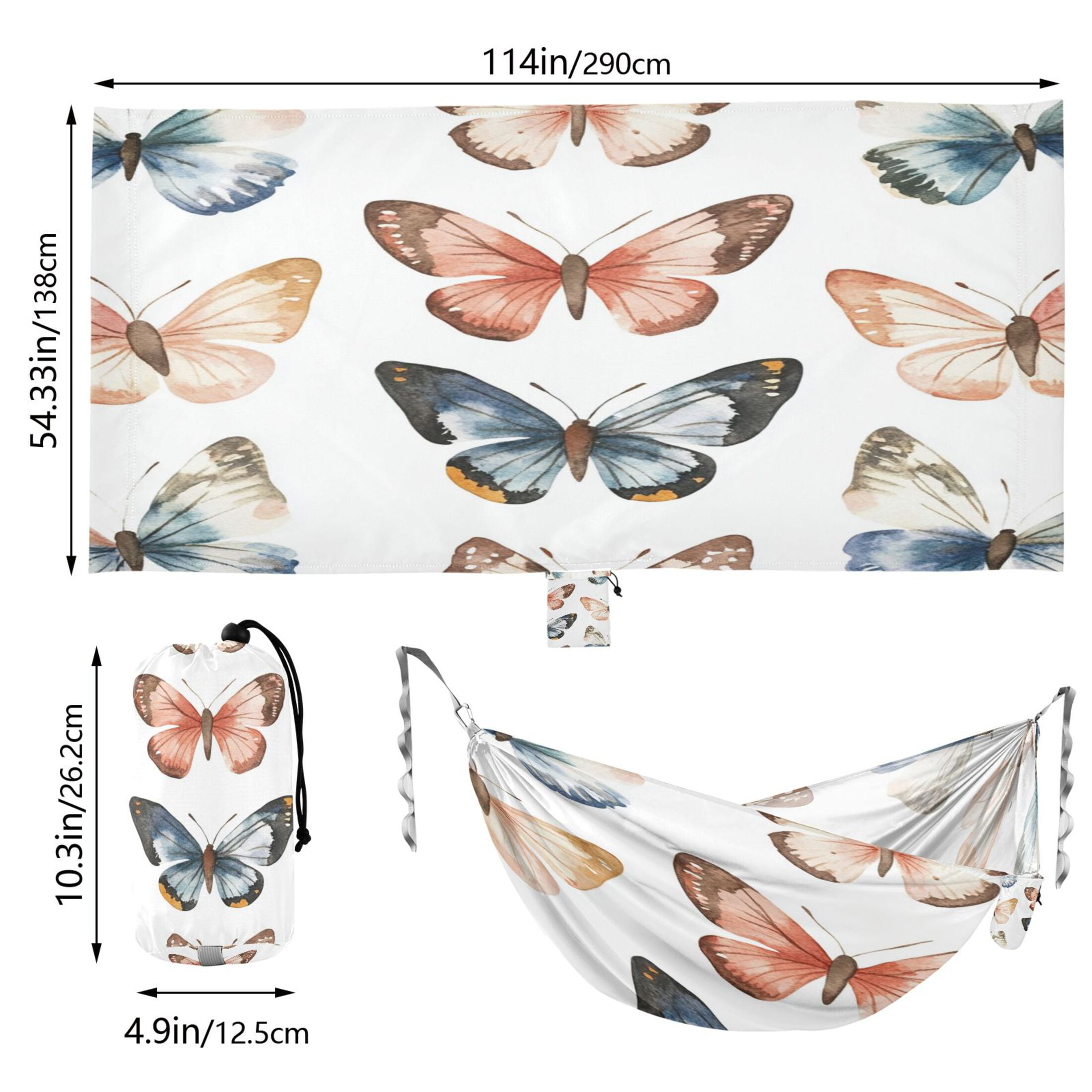 Hammock Camping Hammock Nylon Portable Hammock Travel Camping Hammock Watercolor Beautiful Butterfly