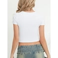 thumbnail image 6 of Argulvti Women's Summer Fitted Crop Tops Short Sleeve Crewneck Solid Color/Pattern Print Cropped T-shirt, 6 of 7