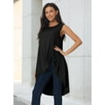 thumbnail image 3 of DARING DIVA Women's High Low Hem Crew Neck Sleeveless Tunic Top Black L, 3 of 7